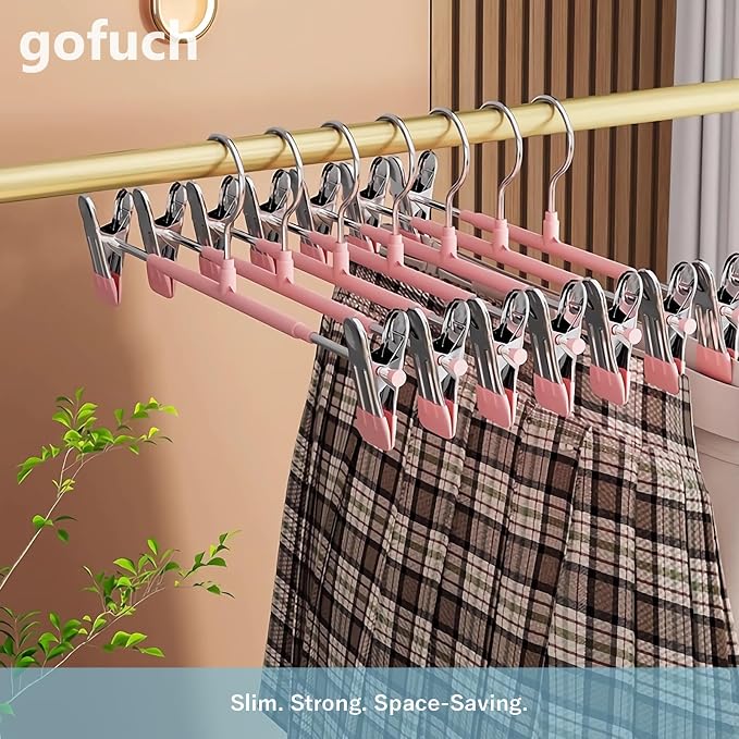 Pants Hangers with Clips - 20 Pack Gray 12 Inch | Heavy Duty, Non-Slip Adjustable Space Saving Skirt Hangers for Pants, Jeans, Shorts - Image 7