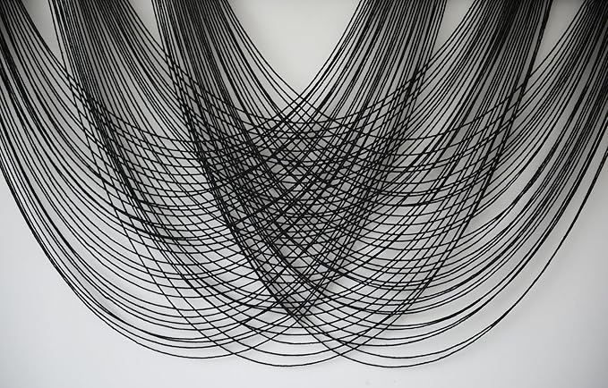 Flber Macrame Wall Hanging Black 59.00" W x 31.00" L Boho Wall Decor Large Boho Yarn Tapestry Living Room Bedroom Home Wall Décor | Black Neutral Style, for Living Room Bedroom Headboard Accent, Handwoven Yarn Texture, Large Boho Wall Art - Image 7