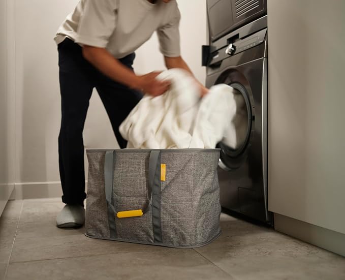 Joseph Joseph Hold-All Max Collapsible 55L/14.5 Gallon Washing Laundry Basket Bag, Durable Fabric, Moisture Resistant, Grey - Image 6