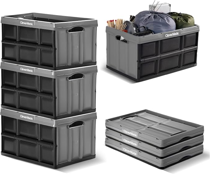 CleverMade Collapsible Storage Bins, 62L, 3 Pack Foldable Storage, Ocean | Haul Bulk Groceries and Oversized Gear in Fewer Trips | Each Bin Holds 100 lb, Stacks Securely, and Folds to 2.75 Inches - Image 10