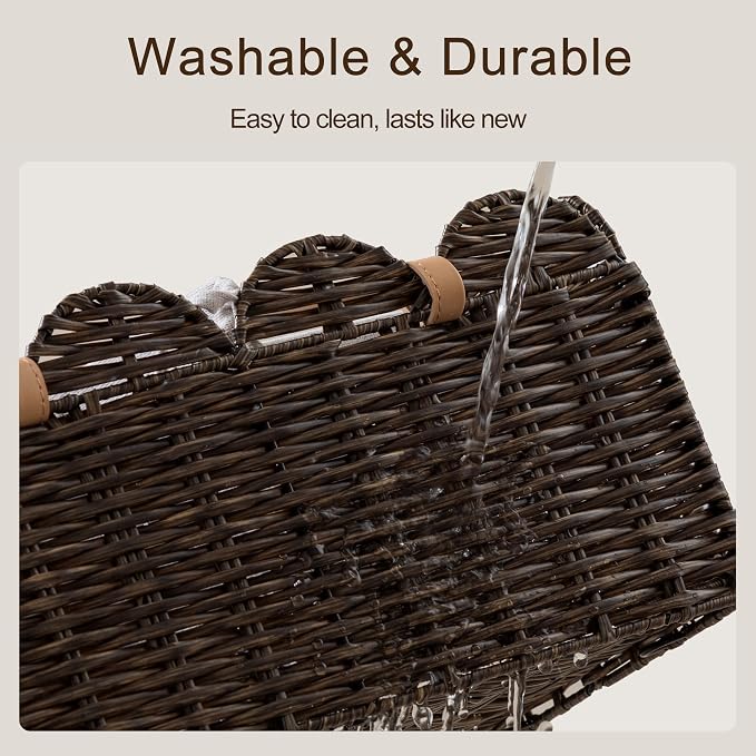 HBlife Baby Diaper Caddy Organizer, Large Portable Scalloped Plastic Wicker Woven Basket with Divider, Nursery Diaper Station, Baby Shower Gifts Basket, Car Organizer, Washable Waterproof - Image 7