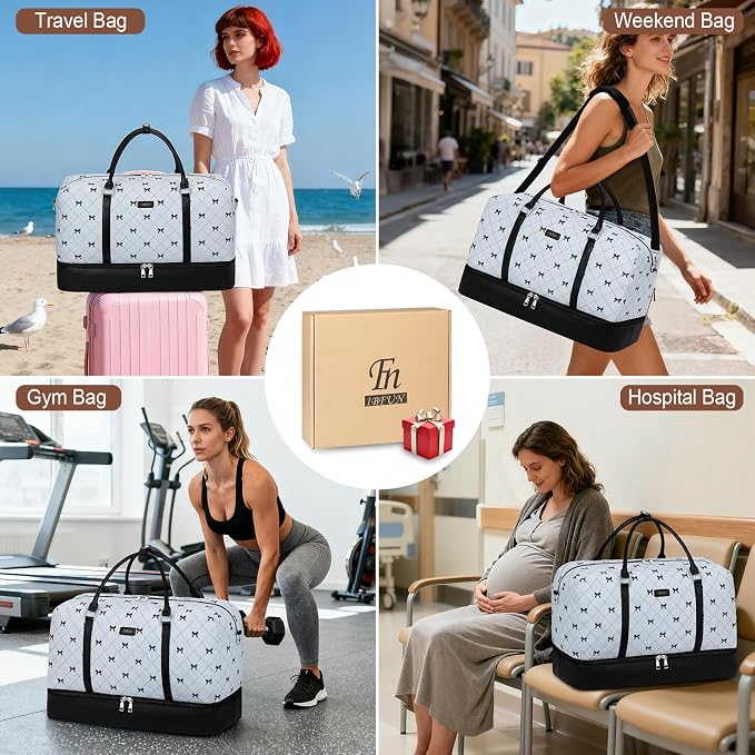 Weekender Bags for Women, 21" Travel Duffle Bag with Shoe Compartment | 3PCS Carry On Overnight Large Duffel Bag with Crossbody Bag and Toiletry Bag for Weekend Travel Gym Hospital Business Trip - Image 7