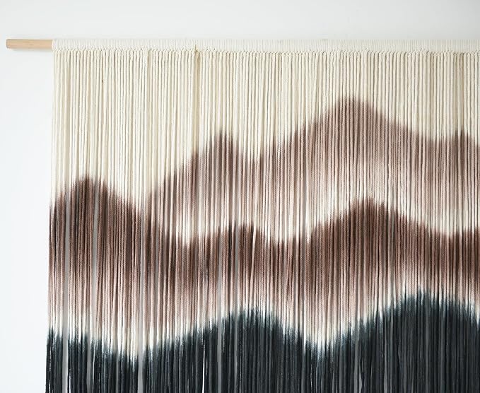 Macrame Wall Hanging Mountain Dip Dyed Brown Fiber Art Wall Decor 57"W*35"L | Modern Home Decor, Boho Style, Interior Design, Office Accent, Dorm Room Decor, Housewarming Gift, Wedding Decoration - Image 6