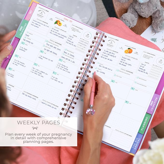 Clever Fox Pregnancy Journal, Expecting First Time Mom Planner Lavender | SonoFrame edition, Organized pregnancy & baby diary with weekly countdown calendars & checklists, memory book 9 x 10.5 in - Image 6