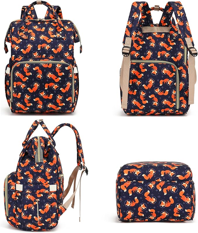 Fox Baby Diaper Bag Backpack for Girls Boys, Waterproof Large Maternity Nappy Bags for Mom - Image 6