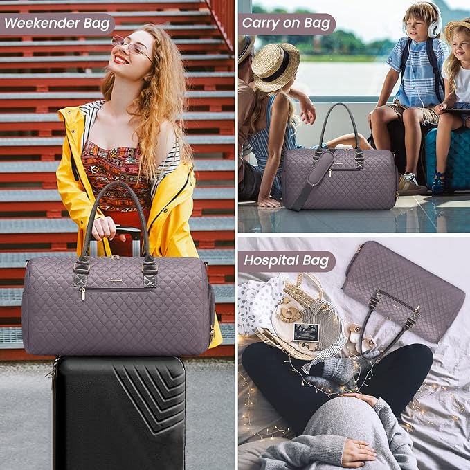 LOVEVOOK Travel Duffle Bag, Weekender Bag for Women with Toiletry Bag, Carry on Overnight Bag with Shoe Compartment, Gym Duffel Bag with Wet Pocket, Mommy Hospital Bags for Labor and Delivery - Image 6