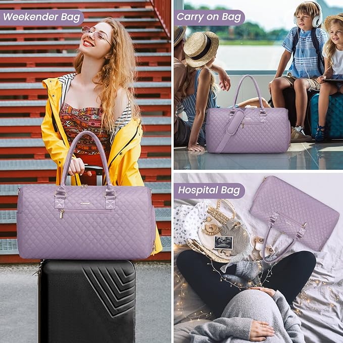 LOVEVOOK Travel Duffle Bag, Weekender Bag for Women with Toiletry Bag, Carry on Overnight Bag with Shoe Compartment, Gym Duffel Bag with Wet Pocket, Mommy Hospital Bags for Labor and Delivery - Image 6