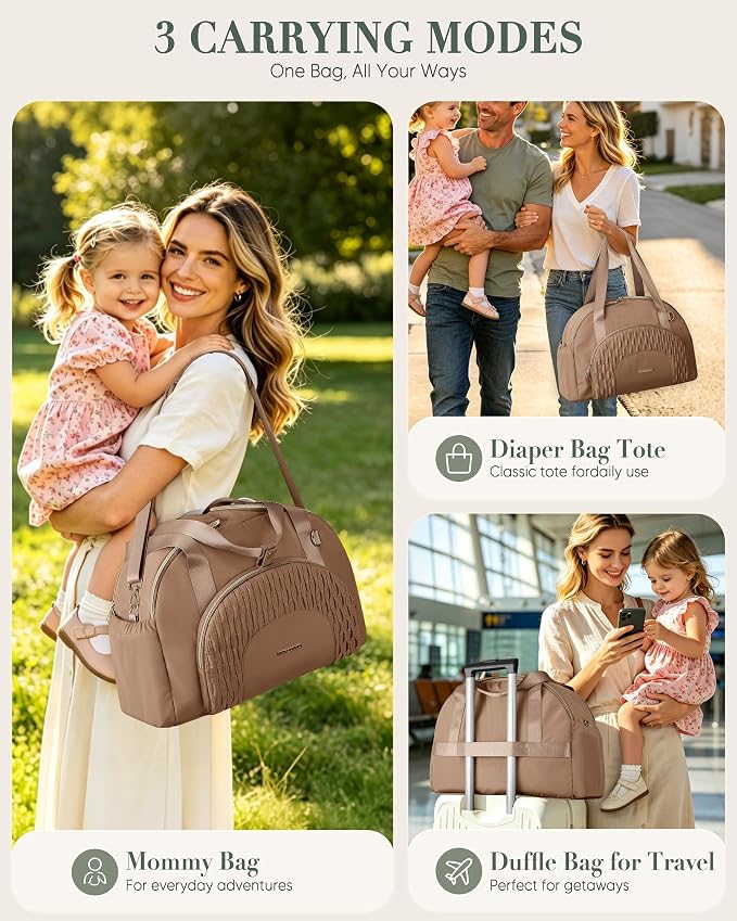 Marscamd Diaper Bag Tote with Changing Pad, Dual Inner Compartments | Large Crossbody Diaper Bags for Travel with Insulted Bottle Pockets, Luggage sleeve, Mommy Bag for Hospital - Image 6