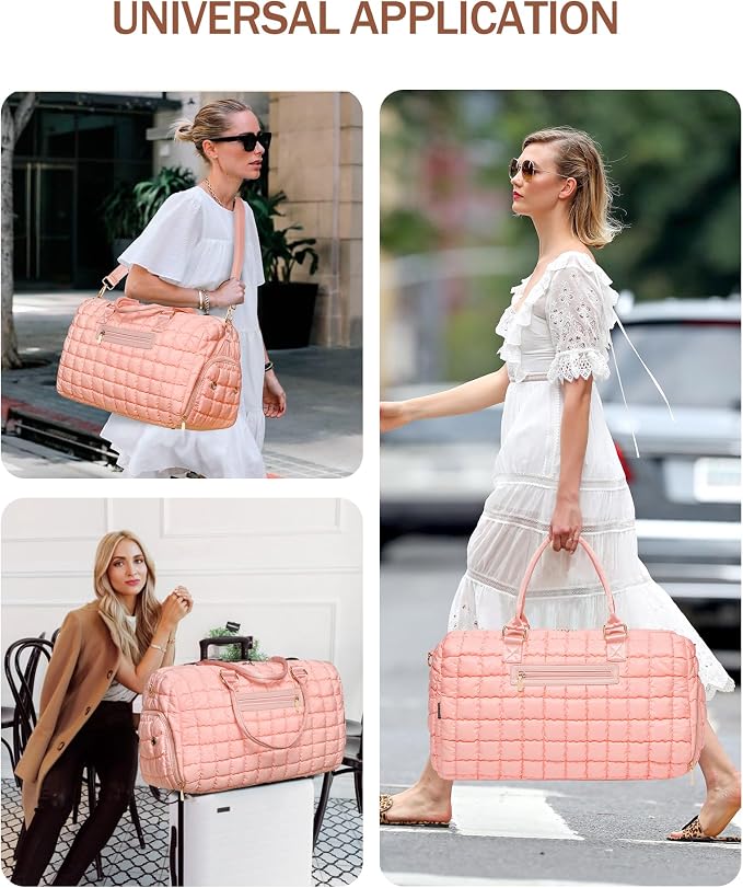 Duffle Bag for Travel, Weekender Bag with Shoe Compartment, Carry On Overnight Bag for Women with Toiletry Bag, Gym Bag with Wet Pocket, Hospital Bags for Labor and Delivery Beige - Image 7