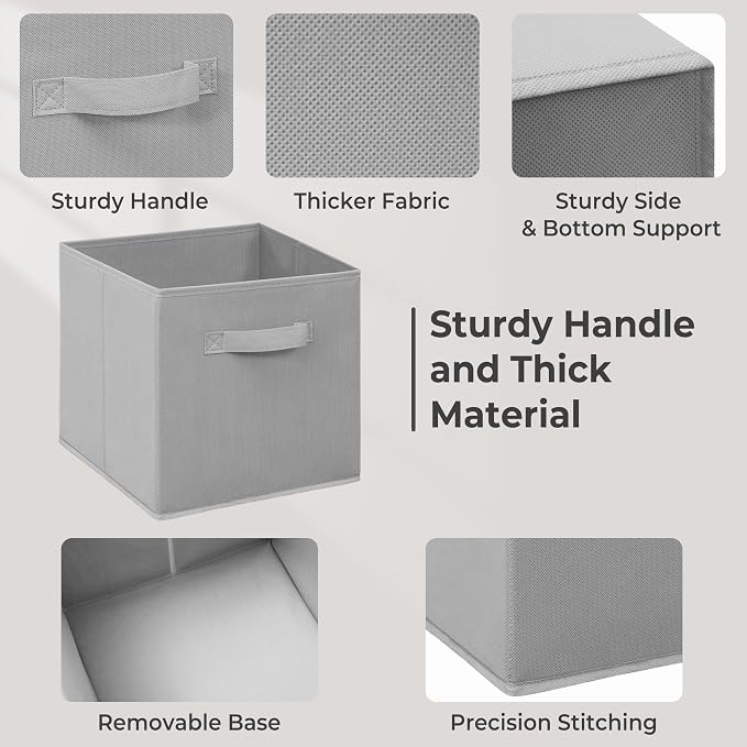 Easi Storage Cubes, 11 Inch Storage Bins, Set of 8, Foldable Fabric Cube Storage Organizer With Handles, Closet Cube Storage Bins, Collapsible Cubby Storage Organizer for Shelves,Offices, Gray - Image 5