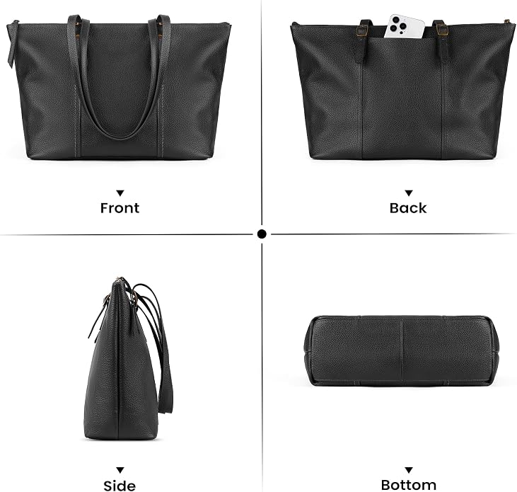 befen Vintage Genuine Leather Work Tote Bag for Women, Tote Bag with Zipper | Large Tote Bag with Zipper Leather Purse and Handbags with Compartment, Vintage Genuine Leather Work Tote Bag for Women - Image 8