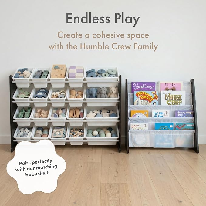 Humble Crew Kids Toy Organizer with 20 Bins, 4 Tier Storage for Playroom | Sturdy wood and steel toddler shelf, removable BPA-free containers, wall anchor anti-tip safety kit for bedroom or classroom - Image 8