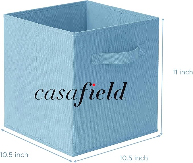 Casafield Set of 12 Collapsible Fabric Cube Storage Bins, Baby Blue - 11" Foldable Cloth Baskets for Shelves, Cubby Organizers & More - Image 7