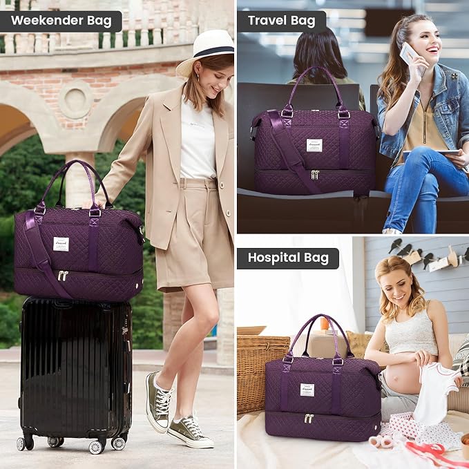 LOVEVOOK Travel Duffle Bag,Weekender Bags for Women with Shoe Compartment,Carry on Overnight Bag with Toiletry Bag,Gym Duffel Bag with Wet Pocket, Hospital Bags for Labor and Delivery - Image 6