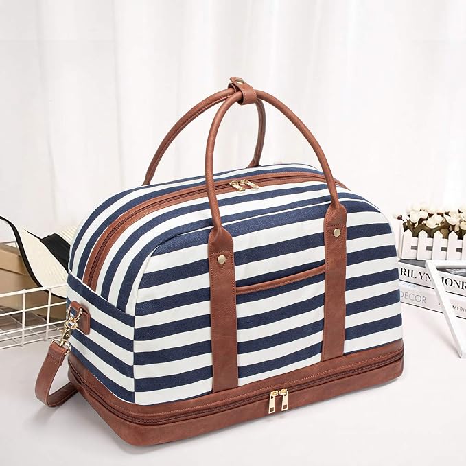 Weekender Bag for Women Canvas Overnight Bag Large Travel Tote Bag Carry on Shoulder Duffle Bag With Shoe Compartment,Perfect for Travel/Daily Use/Birthday Gift … - Image 8