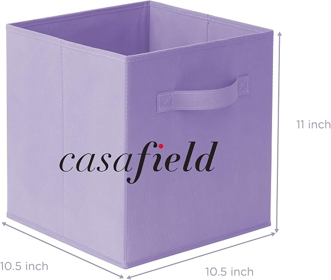 Casafield Set of 12 Collapsible Fabric Cube Storage Bins, Lavender - 11" Foldable Cloth Baskets for Shelves, Cubby Organizers & More - Image 7