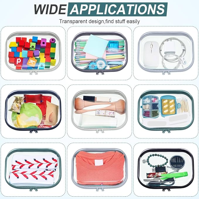 Sanwuta 6 Clear Hard Zipper Case,Blue-green,7.87 X 5.9 X 2 Inch | Pencil Case Pouches ,Makeup Bag,Plastic Toiletry Diaper Bag ,Travel Toy Storage,Waterproof Organizer Bins - Image 7