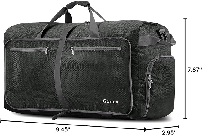 Gonex Foldable Travel Duffle Bag, Lightweight with Shoe Compartment | 210D Nylon, Water-Repellent, Folds Compact, Multiple Pockets, Luggage Sleeve, Travel & Weekend Use, 40L, Grey - Image 10