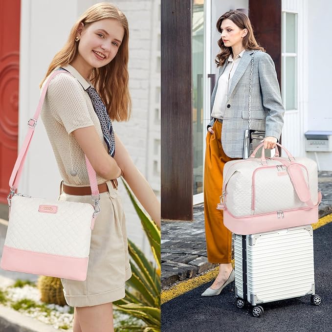 TIBES Travel Weekender Bag for Women, Overnight Bag with Shoe Compartment | 3PCS Large Travel Duffel Bag for Gym, Travel, Hospital, Business Trip, Carry On Tote, Wet & Dry Separation, Water Resistant - Image 7