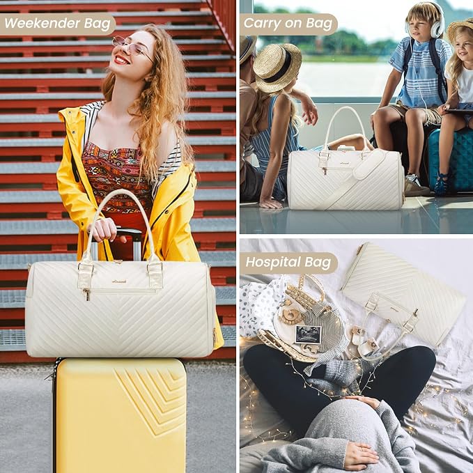 LOVEVOOK Travel Duffle Bag, Weekender Bag for Women with Toiletry Bag, Carry on Overnight Bag with Shoe Compartment, Gym Duffel Bag with Wet Pocket, Mommy Hospital Bags for Labor and Delivery - Image 6