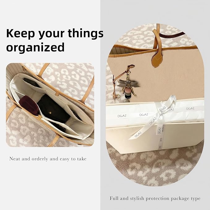 DGAZ Purse Organizer Insert Fits Neverfull-Mini/PM/MM/GM Bags,Silk Bag Organizer,Luxury Handbag & Tote Shaper(GM, Craie) | Soft and Lightweight,Perfect Fit,Multi-pocket Storage,Bag Protector,Luxury Bag Care,Handmade,for Smooth Bag Organizer - Image 8