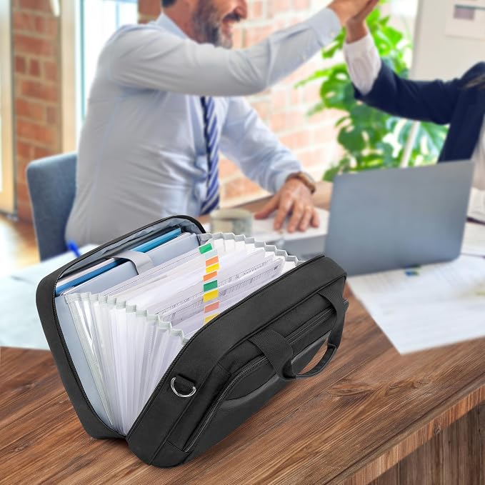 Accordion File Organizer with Lockable Zipper, Expanding File Folder | Accordion File Folder with Handle, Expanding Folder Document Bag for A4 / Letter Size Files, Portable Office Storage - Image 8