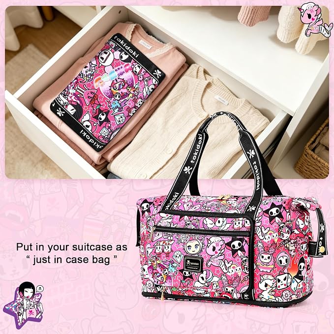 tokidoki Travel Duffle Bag, Weekender with Shoe Compartment Toiletry Bag | many compartments: laptop sleeve, wet-dry pocket, trolley sleeve. Includes toiletry bag. Carry-on. - Image 8