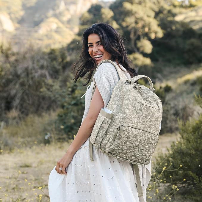 JuJuBe x Sazan Hendrix - New Classic Diaper Bag Backpack with Portable Changing Pad, Stroller Straps, Large Travel Backpack for carrying Baby Bottles, Wipes, Diapers, Pacifiers, Paisley Floral - Image 9