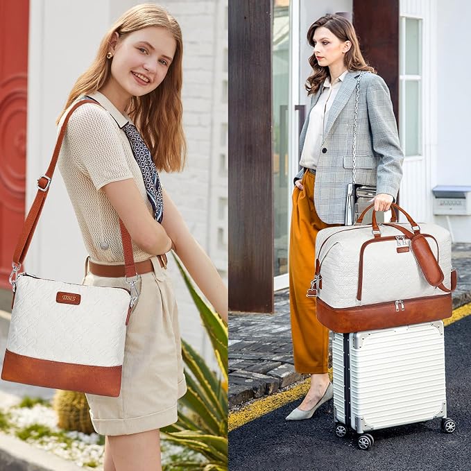 TIBES Travel Weekender Bag for Women, Overnight Bag with Shoe Compartment | 3PCS Large Travel Duffel Bag for Gym, Travel, Hospital, Business Trip, Carry On Tote, Wet & Dry Separation, Water Resistant - Image 7