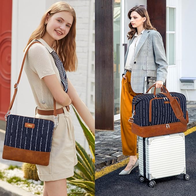 TIBES Travel Weekender Bag for Women, Overnight Bag with Shoe Compartment | 3PCS Large Travel Duffel Bag for Gym, Travel, Hospital, Business Trip, Carry On Tote, Wet & Dry Separation, Water Resistant - Image 8