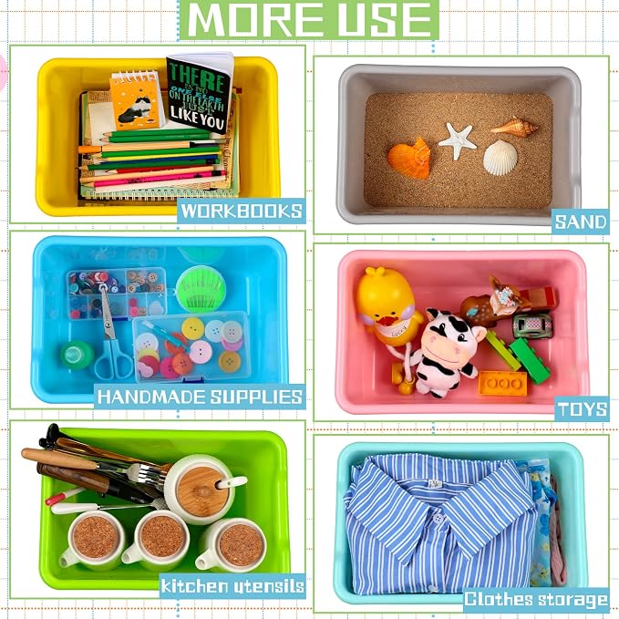 Frienda 36 Pcs Storage Bins for Classroom Plastic Cubby Bins Bulk Colorful Storage Container Multi Purpose Kids Book Toy Tray Organizer Boxes for School Library Home Office - Image 7