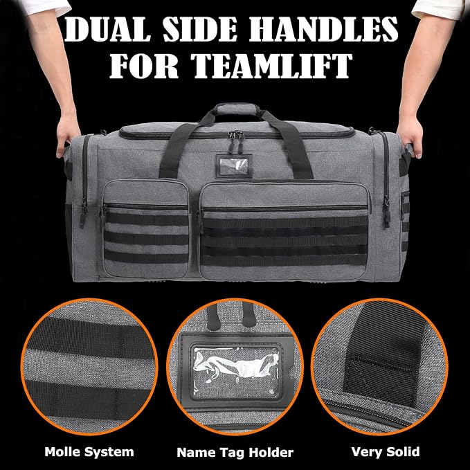 130L Extra Large Duffle Bag for Men, Heavy Duty Large Duffle Bag for Travel | Shoe Compartment, XL Sports Gym Equipment Bag for Hockey Football Baseball Basketball & More - Image 6