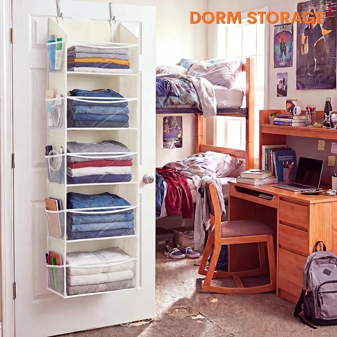 5Tiers Over Door Organizer, Weekly Clothes Organizer for Kids | 5 clear PVC front pockets, 10 mesh side pockets, weekly outfit planner, for kids, dorm, entryway, RV, 50 lbs capacity - Image 7