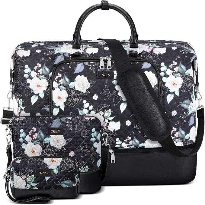 TIBES Travel Weekender Bag for Women, Overnight Bag with Shoe Compartment | 3PCS Large Travel Duffel Bag for Gym, Travel, Hospital, Business Trip, Carry On Tote, Wet & Dry Separation, Water Resistant - Image 7