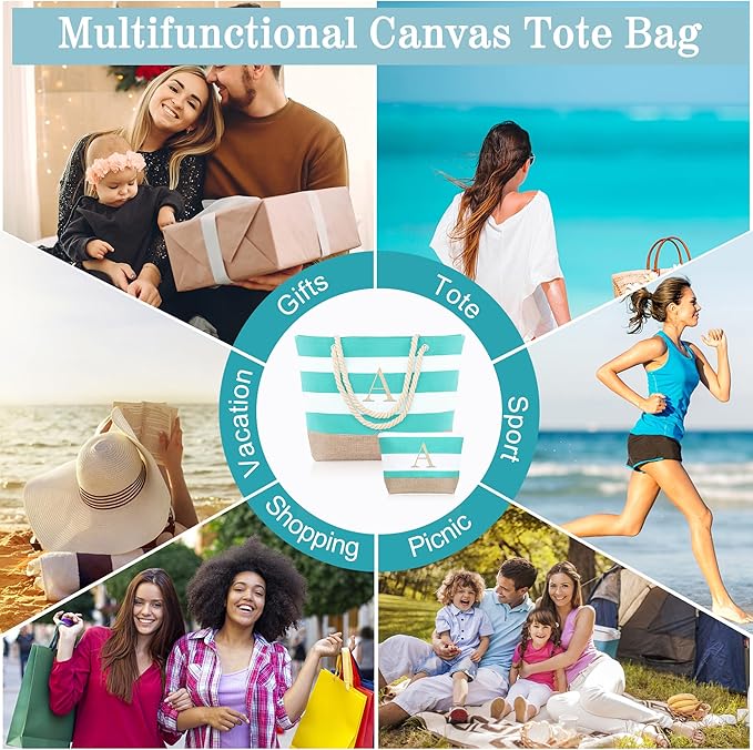 YOOLIFE Beach Bags for Women - Travel Canvas Beach Tote, Pool Waterproof Bag, Travel Essentials, Gifts for Women Birthday - Image 8