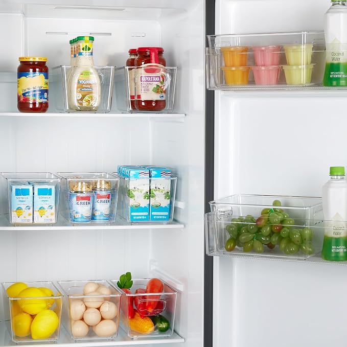 YIHONG 4 Pack Clear Storage Bins, Pantry Organizer Bins with Handle, Small | Plastic Bins, Pantry Storage Containers for Kitchen, Freezer, Cabinet, Closet, Bathroom, Under Sink Organizers and Storage - Image 7