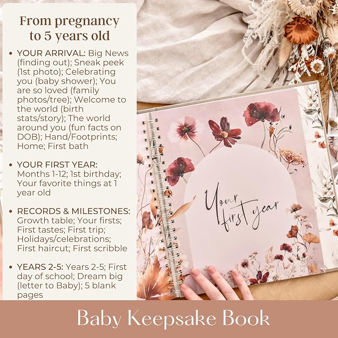 Pregnancy Journal & Baby Memory Book Bundle – Baby Book Keepsake for Expecting Moms, Newborn Milestones & First Year Moments – Baby Gift for Baby Showers & New Parents (Girl) - Image 9