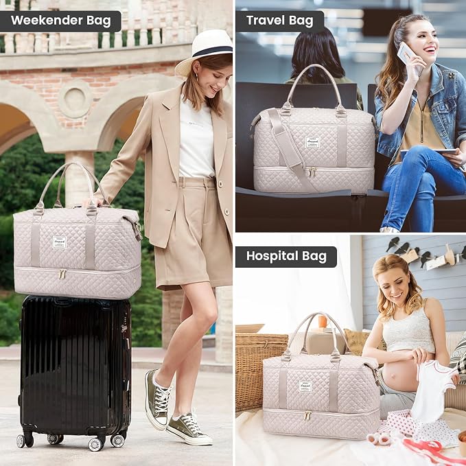 LOVEVOOK Travel Duffle Bag,Weekender Bags for Women with Shoe Compartment,Carry on Overnight Bag with Toiletry Bag,Gym Duffel Bag with Wet Pocket, Hospital Bags for Labor and Delivery - Image 6