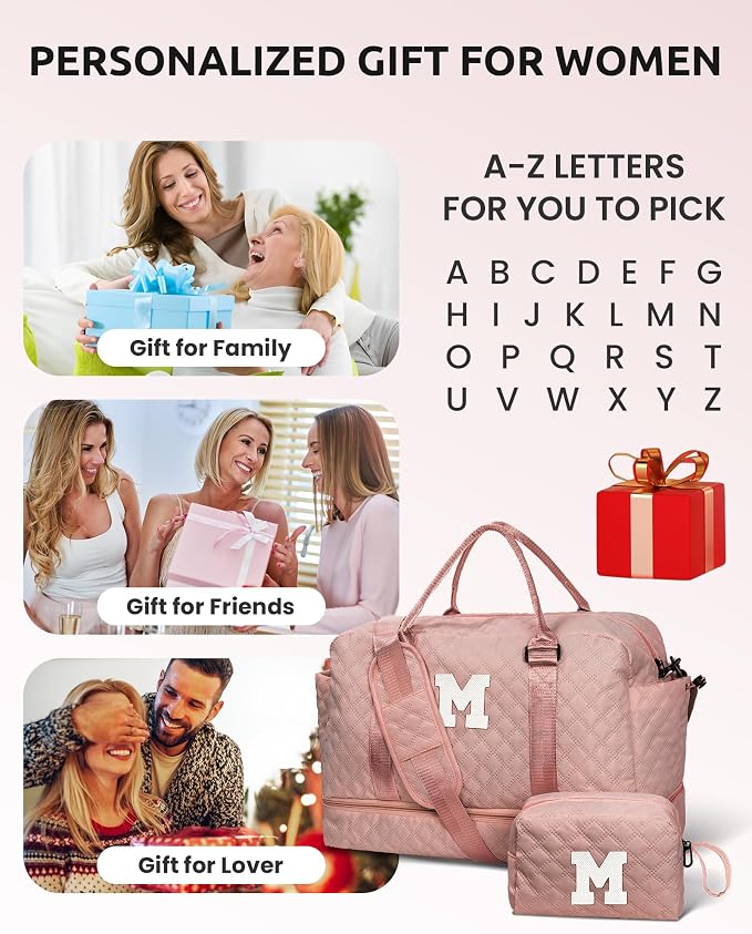 Gift for Girls-5 6 7 8 9 10 11 12 13 14 15 16 Year Old-Duffle Bags | with Shoe Compartment, Personalized Weekender Bag, Travel Bag with Makeup Bags, Gifts for Women Birthday Unique (Letter H) - Image 7