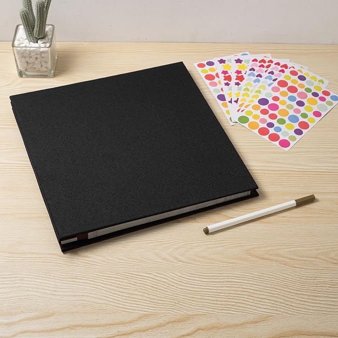 Large Photo Album Self Adhesive for 4x6 8x10 Magnetic Scrapbook Album DIY 60 Black Sticky Pages Linen Cover Photo Album(Black) - Image 6