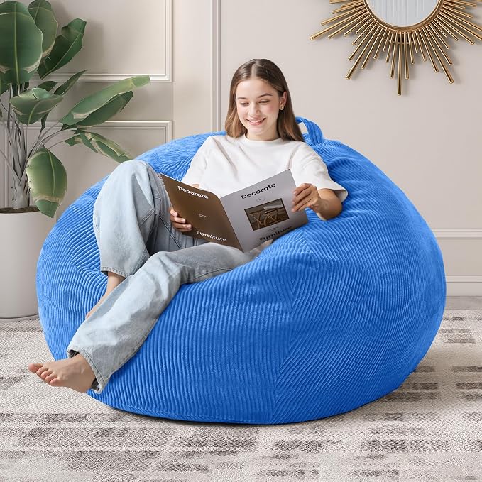 4FT Bean Bag Chair for Adults,Large Teardrop Beanbag with Filler | Beanbag Chair with Memory Foam Filled,Bean Bags with Handy Handle&Machine Washable Cover for Living Room,Bedroom-Blue - Image 8
