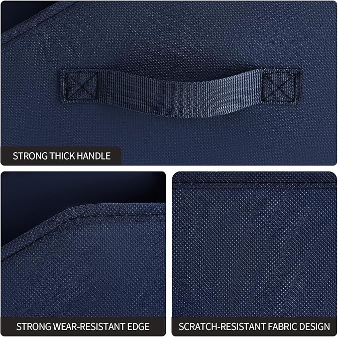 Closet Baskets for Shelves Trapezoid - Decorative Storage Baskets with Handle, Closet Bins for Organization, Shelf Storage Bins for Clothes, Books, Home, Office, 3 Pack, Navy Blue - Image 7