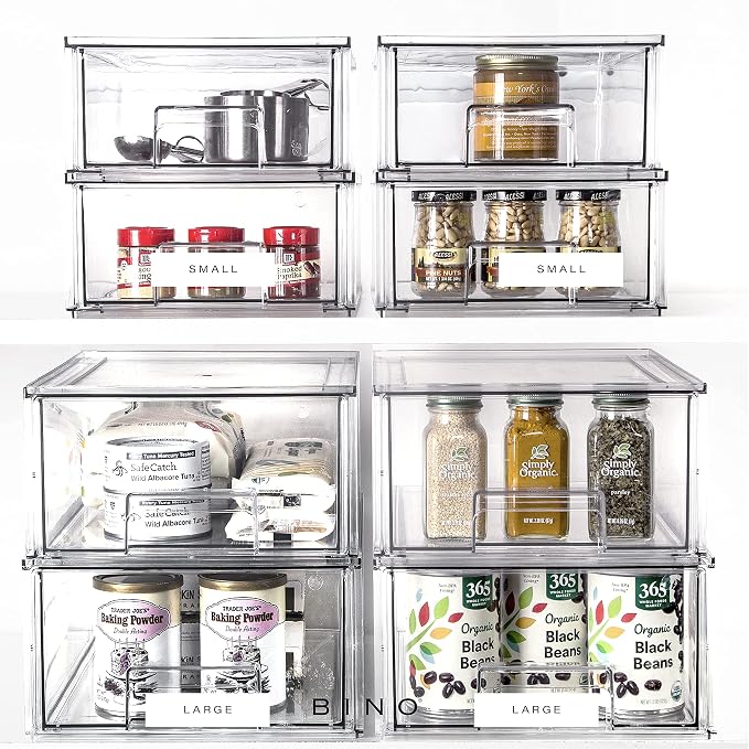 BINO | Stackable Storage Drawers, Large - Clear | THE CRATE COLLECTION | Storage Bins With Drawers | Bathroom Organizers | Under Sink Organizer | Vanity Cabinet Home Organization (Pack of 2) - Image 8