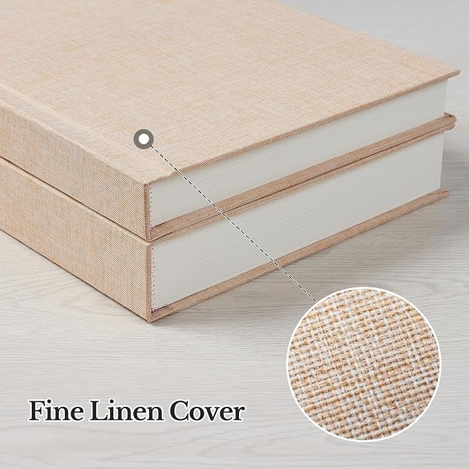 Pssoss 5x7 Photo Album with Writing Space, Linen Cover, 20 Photos, Beige | High-GSM writable pages with easy slip-in pockets for weddings, baby photos, family memories, travel, and anniversaries. - Image 6
