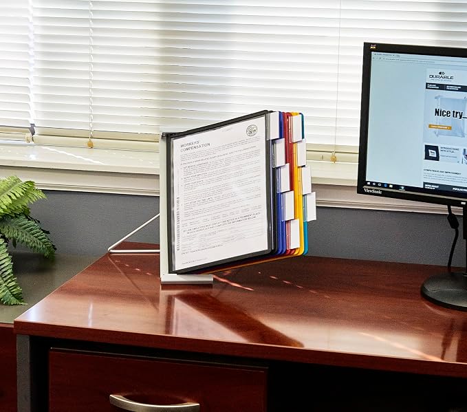 Durable Instaview20 Pocket Expandable Desktop Reference System - Letter Size 10 Double-Sided Panels - Assorted Color Borders - Image 11