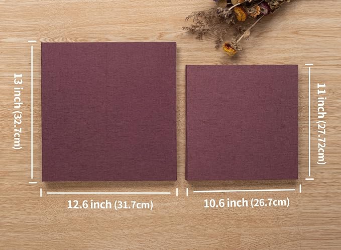 Large Photo Album Self Adhesive 4x6 8x10 10x12 13"x12.8" Magnetic Scrapbook Album 12.6"x11" Inch 60 Sticky Pages Linen Cover DIY Photo Album with A Metallic Pen and DIY Stickers(Purple) - Image 6