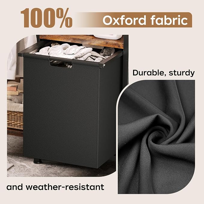 Laundry Hamper with Hanging Rack and 3 Shelves, Large Laundry Storage Basket, 3-in-1 Vertical Laundry Sorter, Laundry Room Organizer Storage for Small Spaces - Image 9
