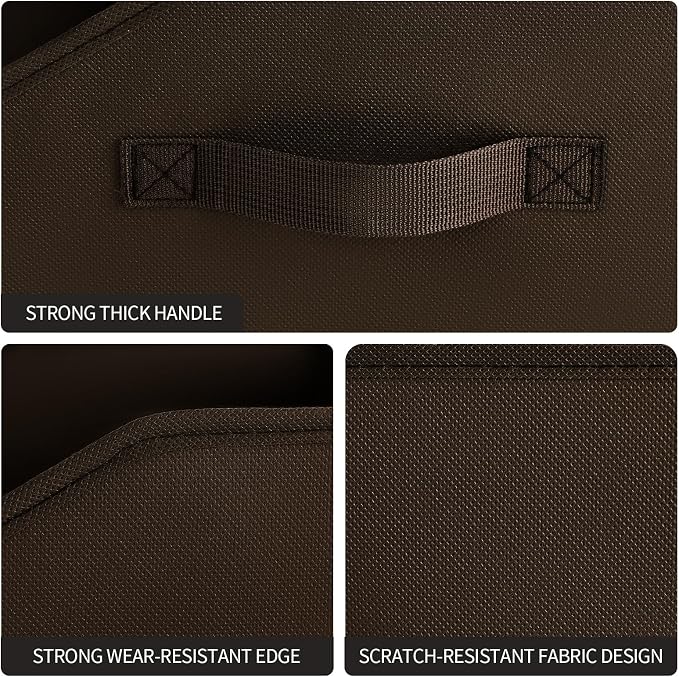 Trapezoid Closet Storage Bins - Large Fabric Baskets for Organizing, Storage Baskets for Shelves, Cube Organizer Bins for Home, Closet, Dorm, 6 Pack, Brown - Image 7