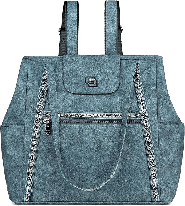 Large Laptop Tote Bag for Women Designer Leather Laptop Bag, 15.6in | Fashion Travel Backpack Purse Shoulder Handbag Fits 15.6 Laptop, Daily, Work, Business Trip, Weekend Travel, Teacher - Image 9