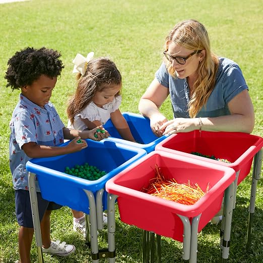 ECR4Kids Stackable Square Bins with Non-Snap Lids, Multipurpose Organization, Blue, 2-Pack - Image 10
